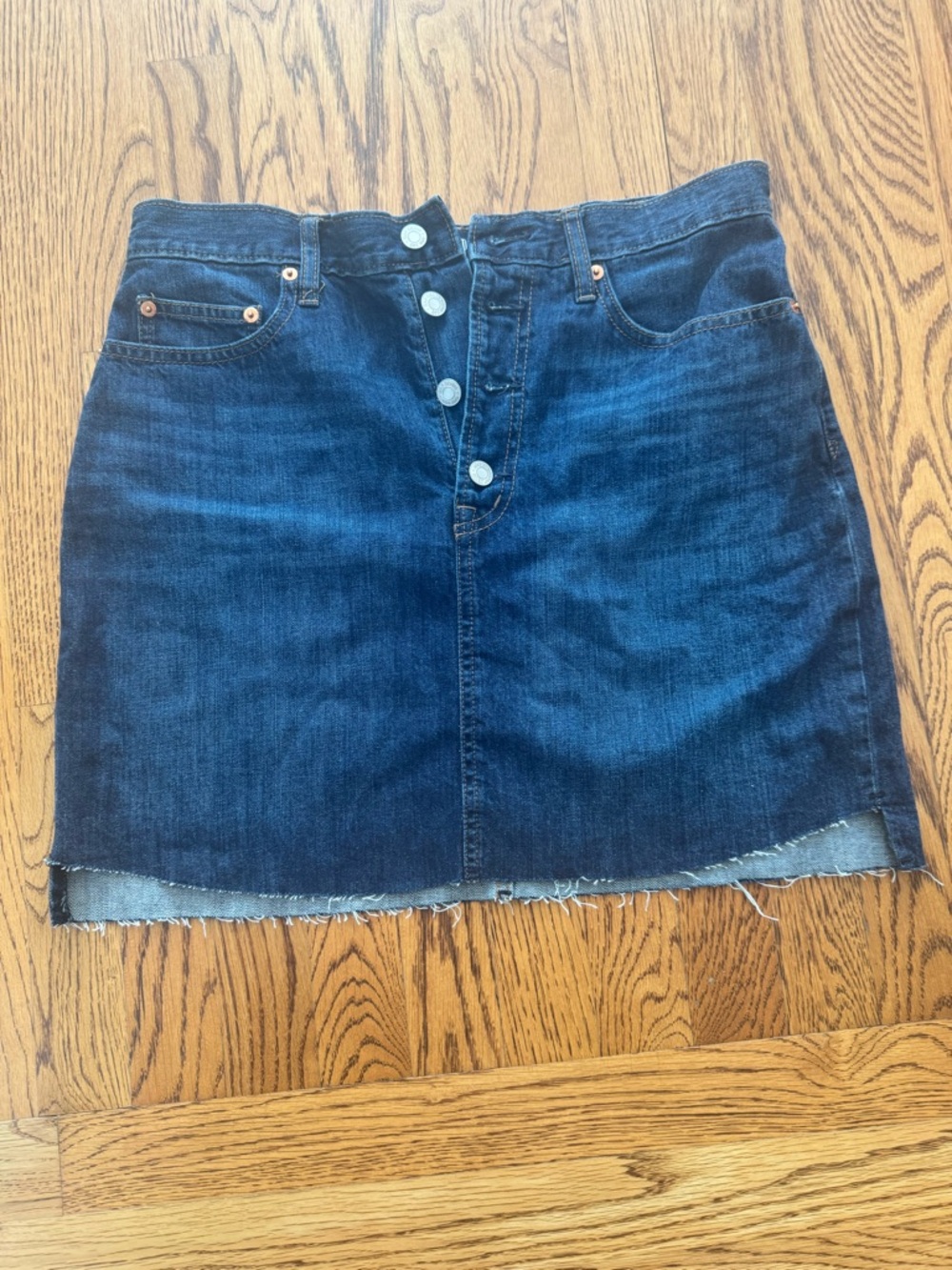 GAP Dark Blue Denim Button-Front Mini Skirt